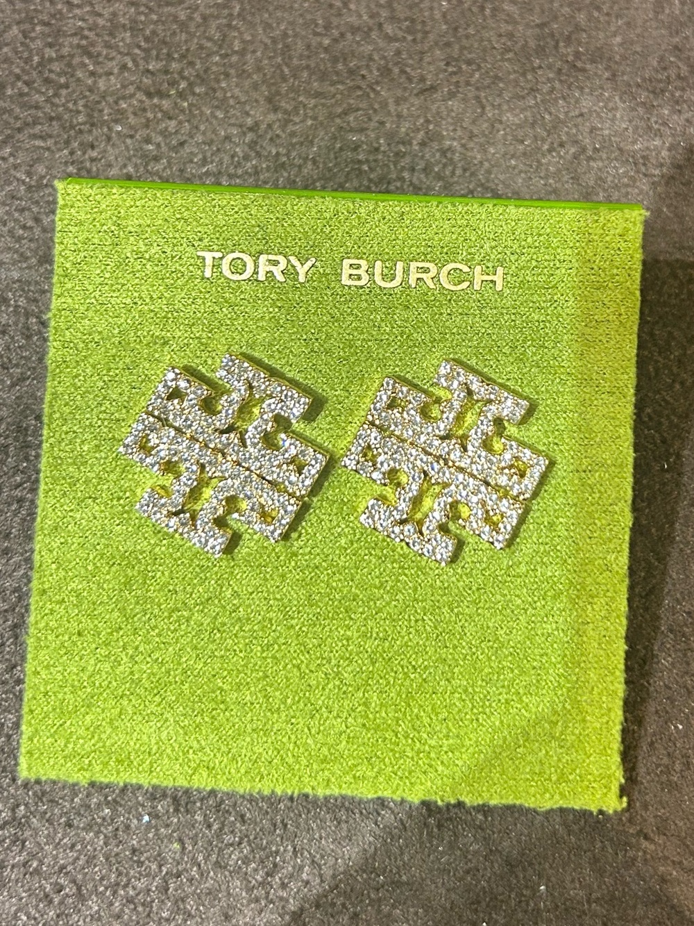 Tory Burch Gold-Tone large Logo Stud Earrings gold color new double T logo